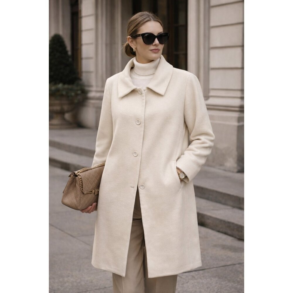 Chadwicks Women’s Wool Blend Coat – Size 18W – Ivory Cream